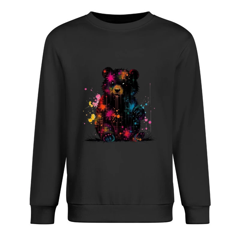 Cosmic Watercolor Teddy Bear Art Male Pullover Sweatshirt