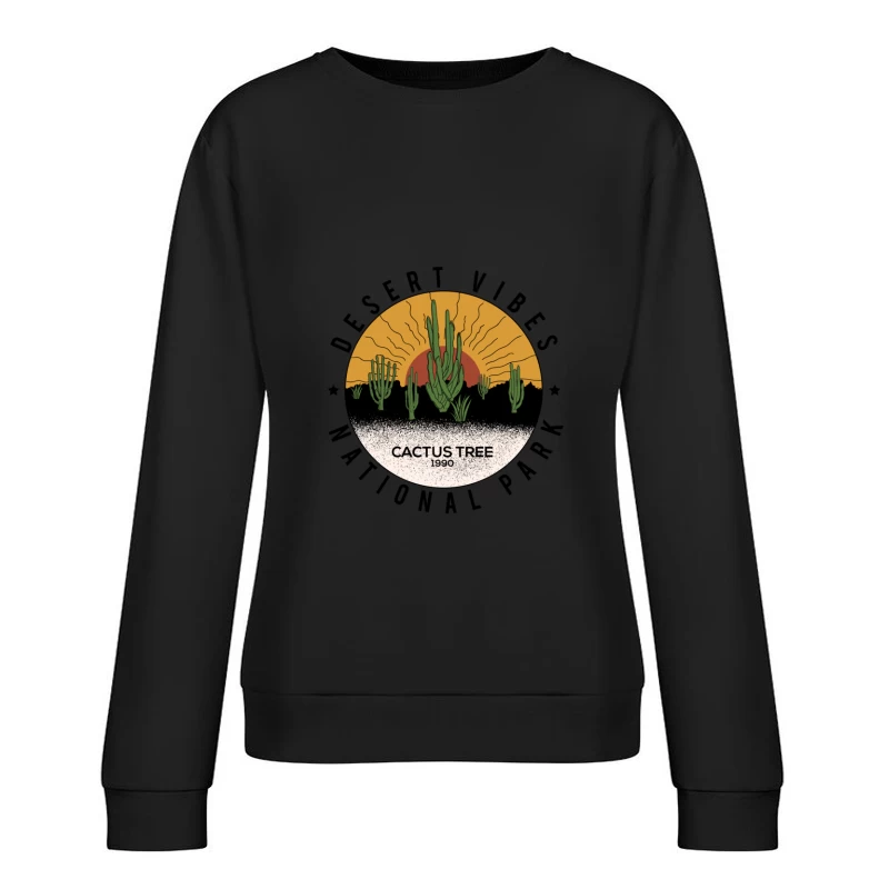Sonnenuntergang in der Wüste mit Kakteen Damen Pullover Sweatshirt