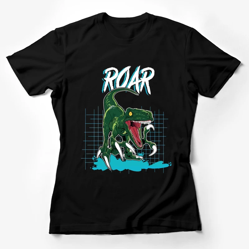 Velociraptor Roar: Neo-Retro Power Female T-Shirt