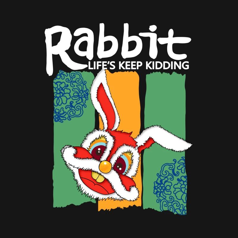Fröhlicher roter Hase mit buntem Hintergrund Herren Langarm T-Shirt