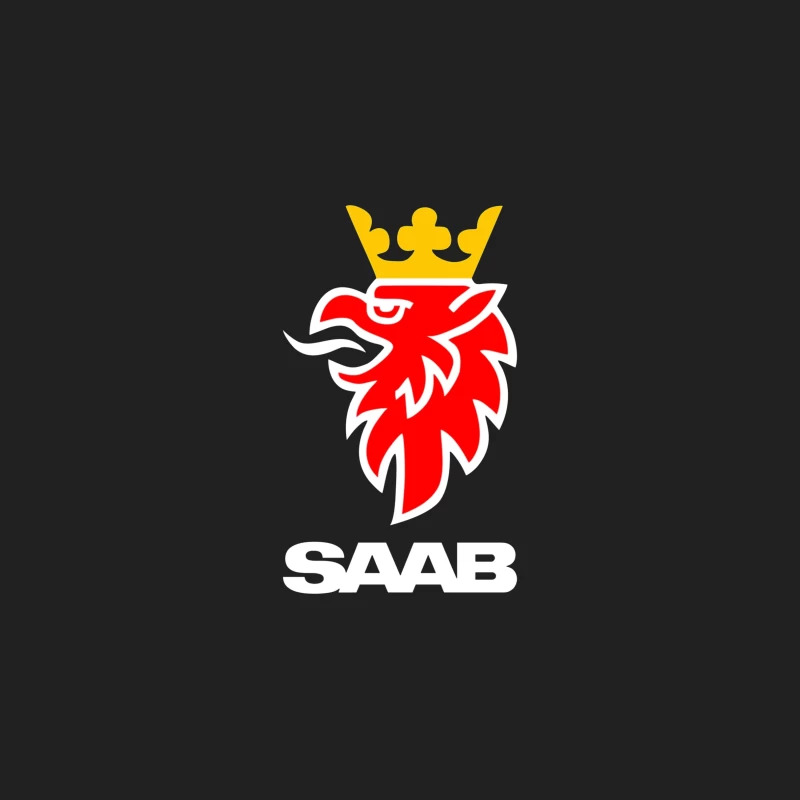 Saab Automotive Red Griffin Logo with Crown Bucket Hat