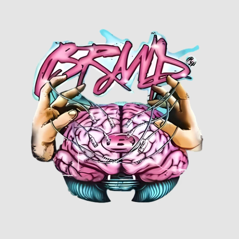 Design graphique avec cerveau et mains en style graffiti Homme Sweat à capuche