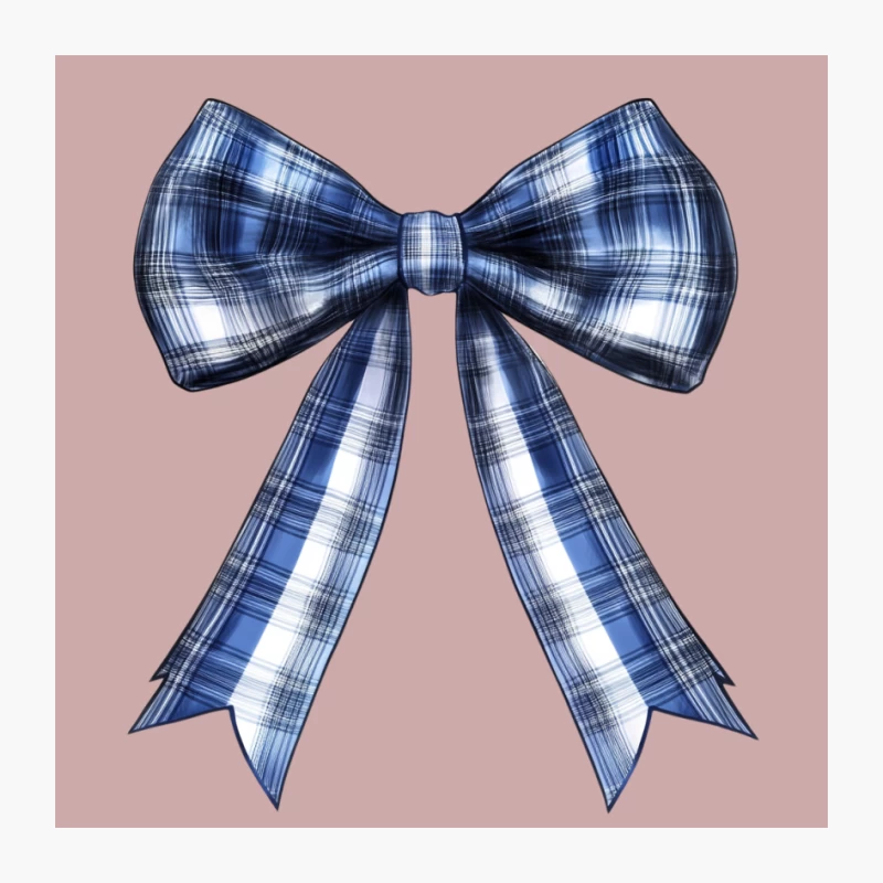 Plaid Blue and White Bow Tie Accessory Pin