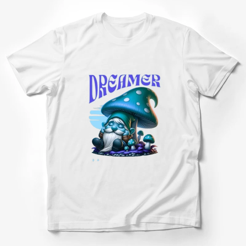 Dreaming Blue Gnome Under Magic Mushroom Male T-Shirt