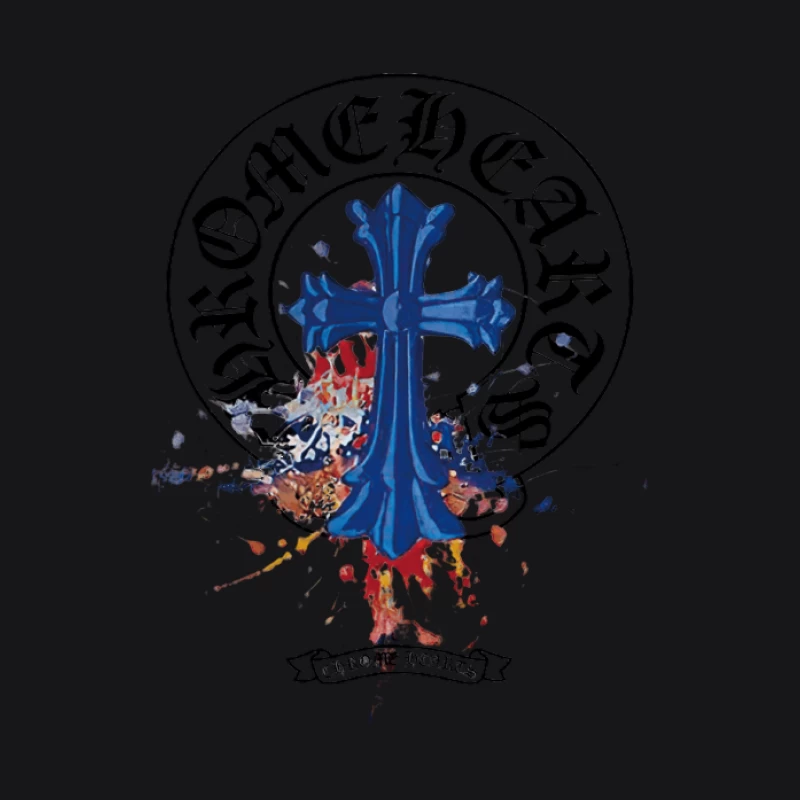 Blaues Kreuz auf gesprenkeltem Hintergrund Damen Pullover Hoodie