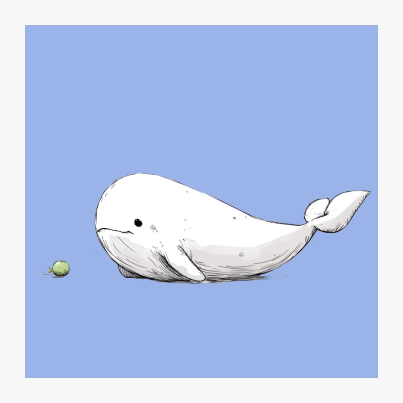Cute Minimalist Sketch of Whale with Ball Pin