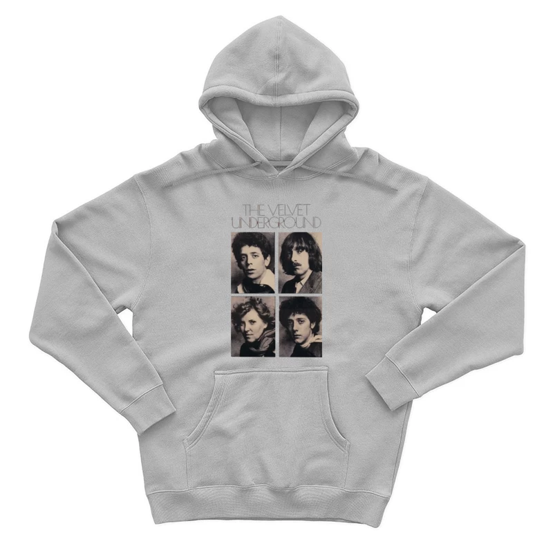 Vintage Black and White Portrait Collection of The Velvet Underground Band Members Male Pullover Hoodie