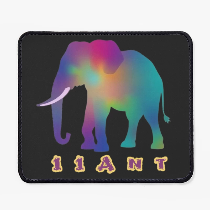 Rainbow Gradient Elephant Silhouette with "11ANT" Text Mouse Pad