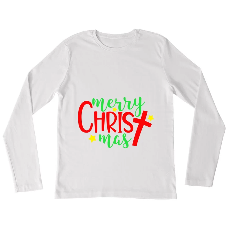 Carte de Noël Joyeux avec Étoiles Femme Manches Longues T-Shirt