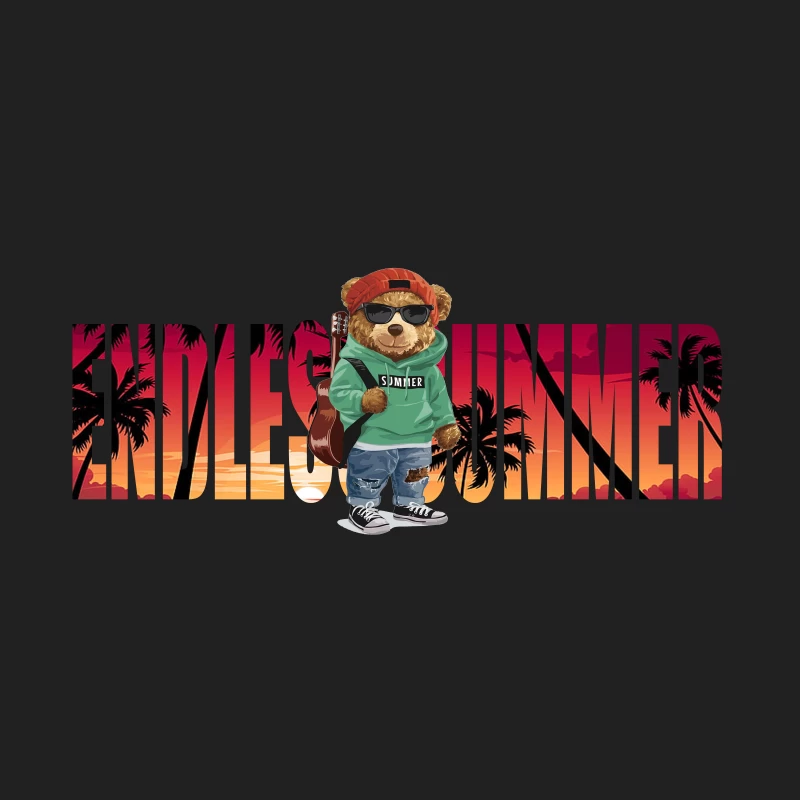 Cool Bear Enjoying Endless Summer Vibes Bucket Hat