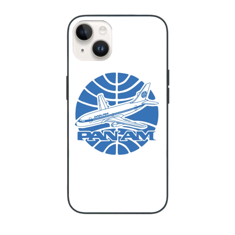 Vintage Pan Am Airlines Blue Globe Logo with Aircraft Design iPhone Case