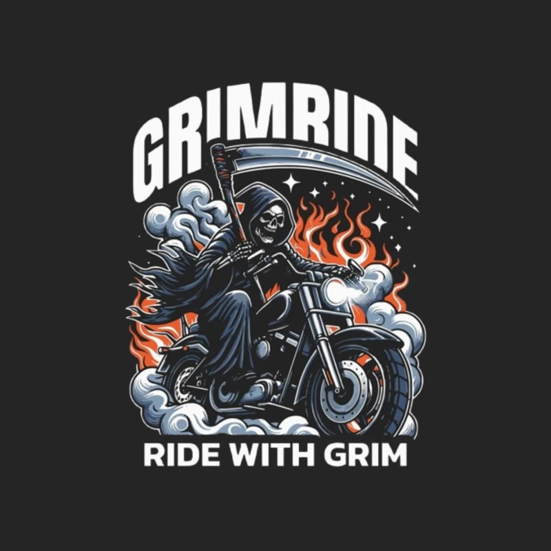 Grim Reaper's Fiery Motorcycle Ride Male Pullover Sweatshirt