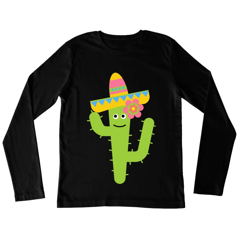Cactus joyeux avec sombrero Femme Manches Longues T-Shirt