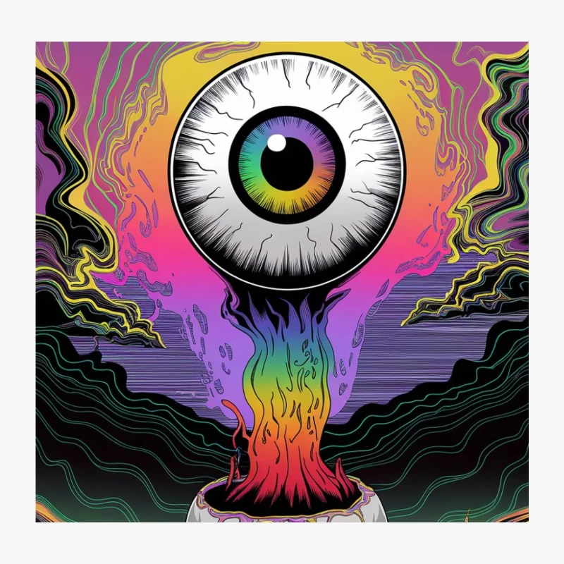 Surreal Psychedelic Eyeball Skull Vision Throw Pillow