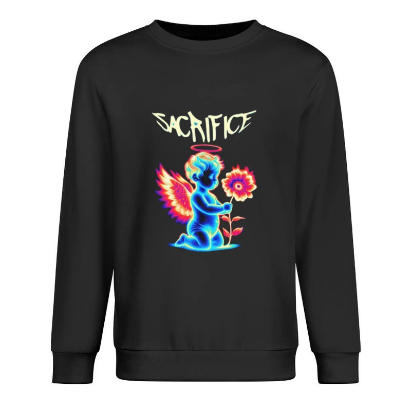 Neon Angel with Rainbow Wings - Sacrifice Art Male Pullover Sweatshirt