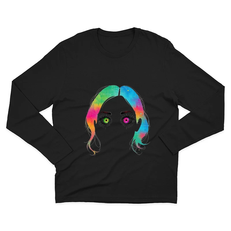 Artistic Rainbow Portrait with Heterochromatic Eyes Male Long Sleeve T-Shirt