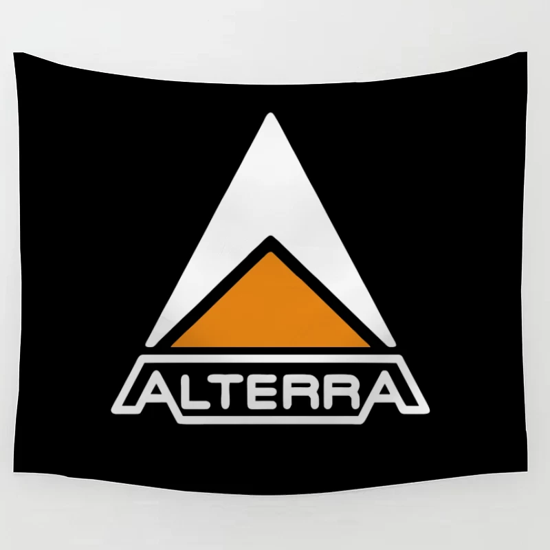 Alterra Corporate Logo with Orange Triangle Design Tapestry