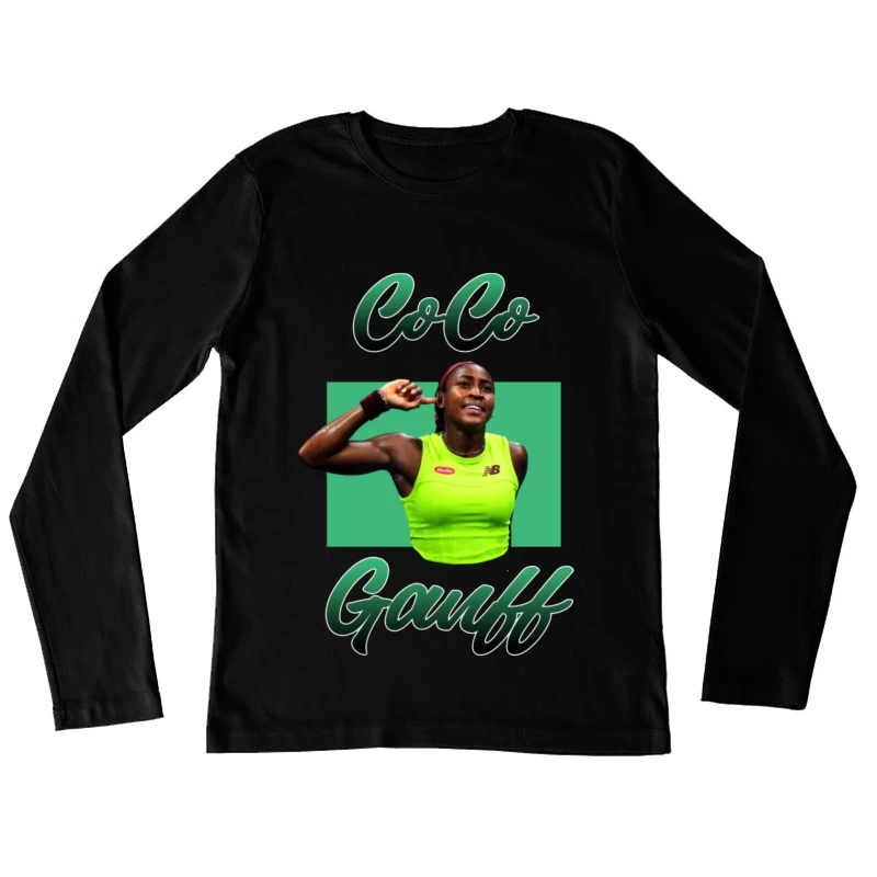 Professional Tennis Athlete in Bright Training Attire Female Long Sleeve T-Shirt