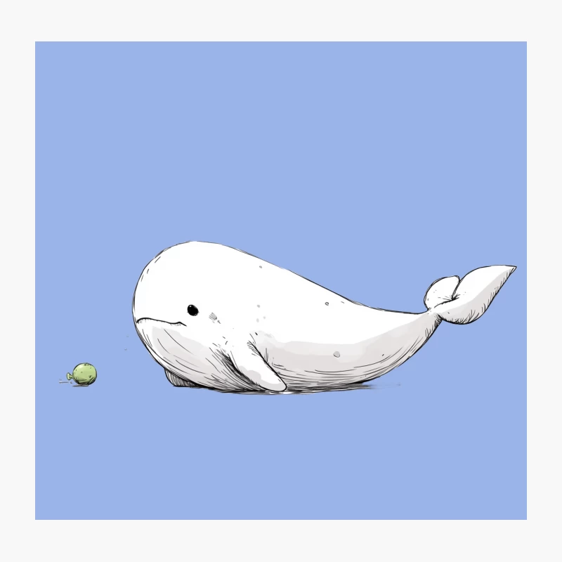 Cute Minimalist Sketch of Whale with Ball Throw Pillow