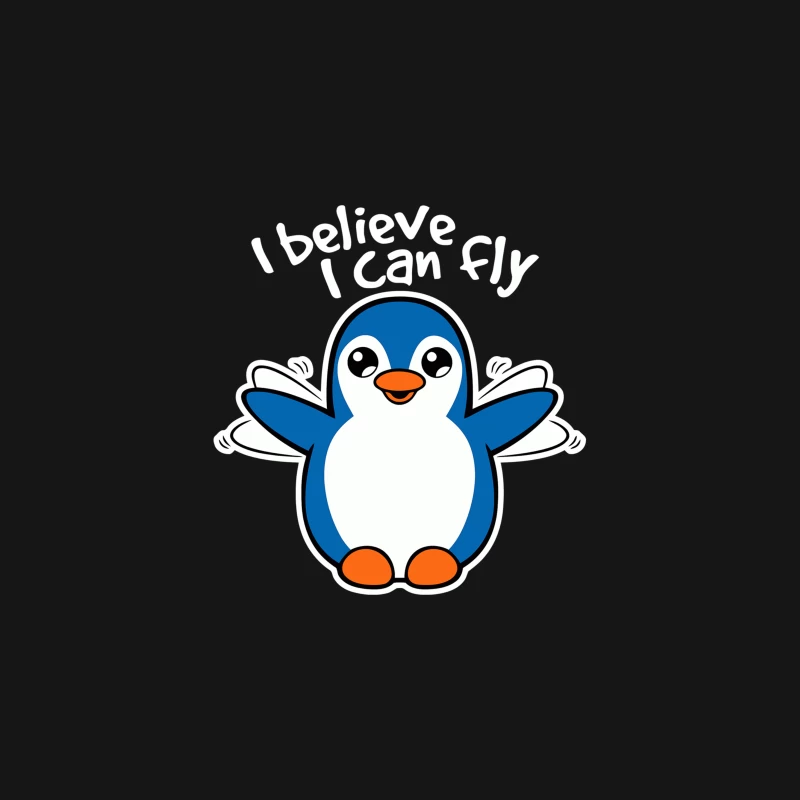 Adorable Blue Cartoon Penguin Flapping Wings Desk Mat
