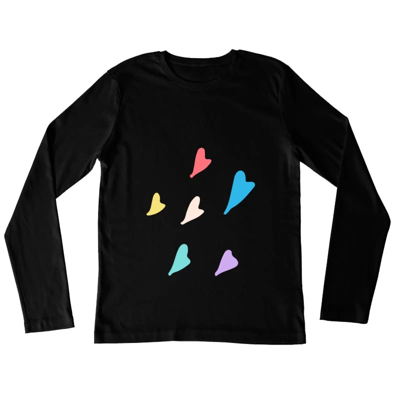 Cœurs colorés épars Femme Manches Longues T-Shirt