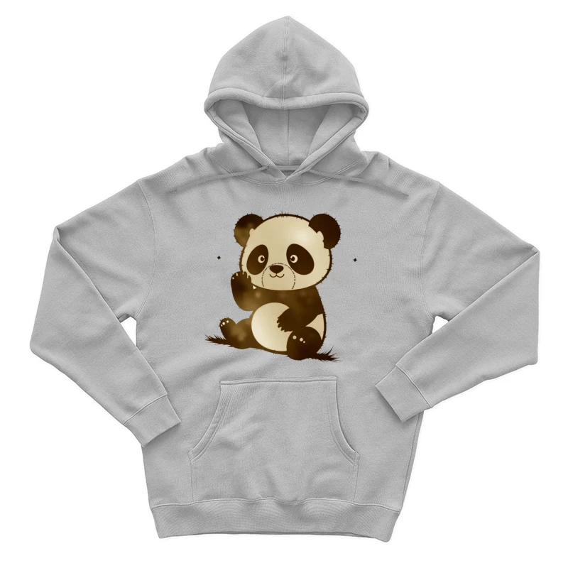 Cute Cartoon Panda Bear Illustration Male Pullover Hoodie