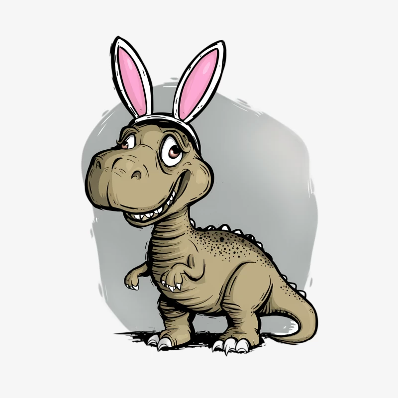 Dino avec oreilles de lapin Homme Manches Longues T-Shirt