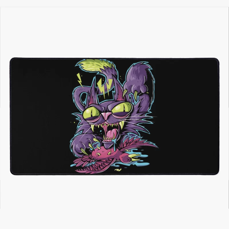 Angry Cartoon Cat Illustration Desk Mat