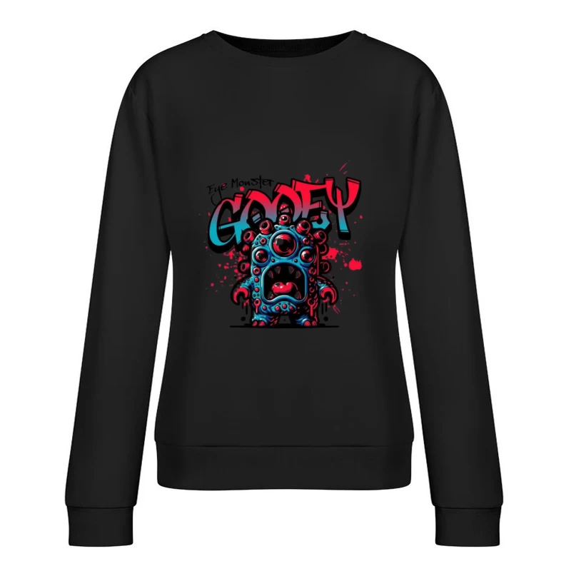 Eye Monster Graffiti Character in Urban Art Style Female Pullover Sweatshirt