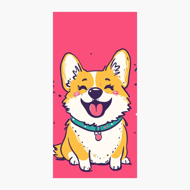 Happy Smiling Cartoon Corgi with Collar iPhone Case