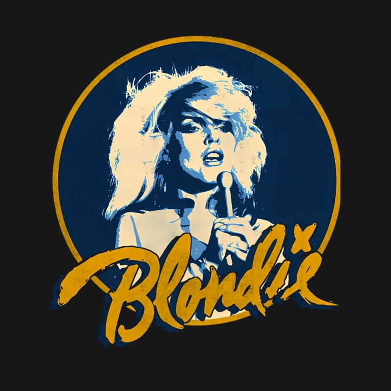 Vintage Blondie Band Logo with Blue and Gold Design Female Pullover Hoodie