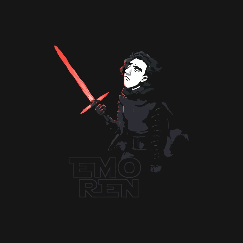 Emo Kylo Ren: A Star Wars Parody in Minimalist Black and White Female Long Sleeve T-Shirt