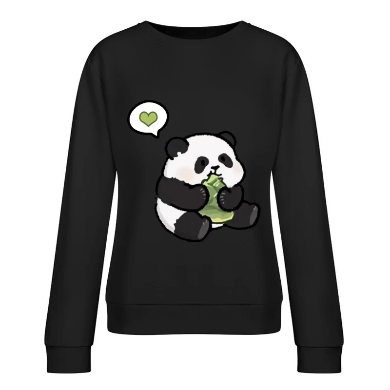 Niedlicher Panda mit Herz und Bambus Damen Pullover Sweatshirt