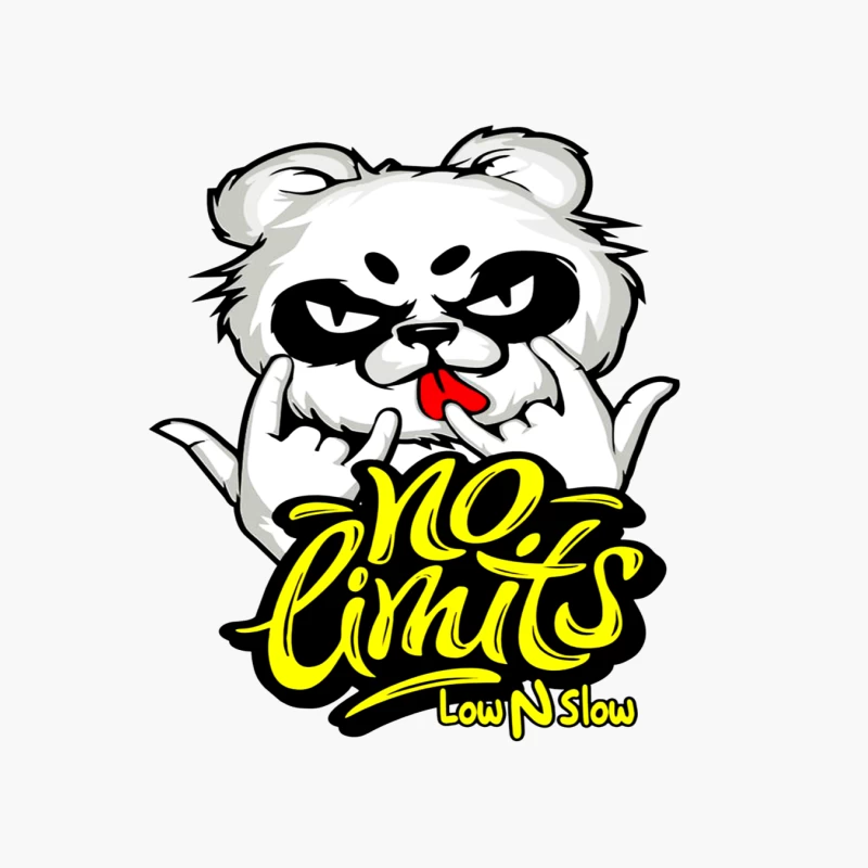 Playful Panda Logo with No Limits Theme Cotton Tote Bag
