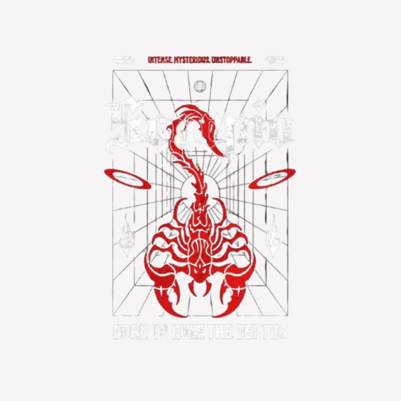 Red Mystical Scorpion with Geometric Pattern Female T-Shirt