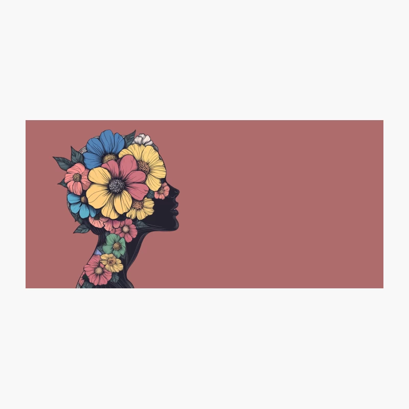 Vibrant Floral Profile: Nature-Inspired Artistic Illustration Coffee Mug
