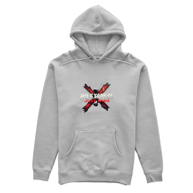 Motivational Logo: No Excuses Just Wins Female Pullover Hoodie