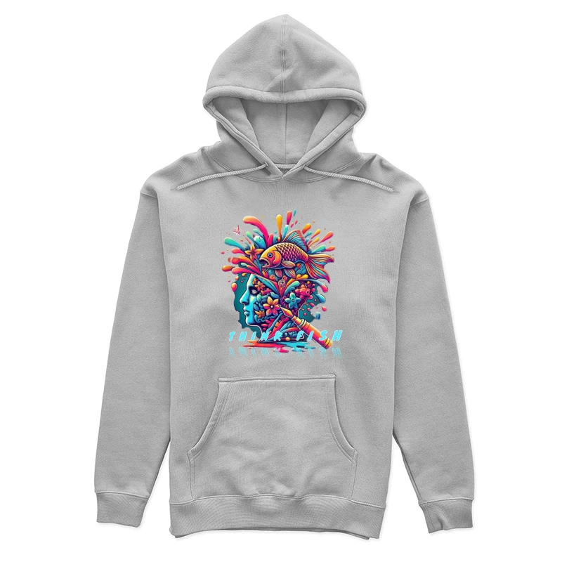 Psychedelic Mind Splash with Fish and Flowers Female Pullover Hoodie