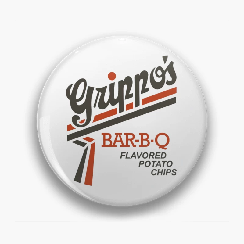 Vintage Grippo's BBQ Potato Chips Logo Design Pin