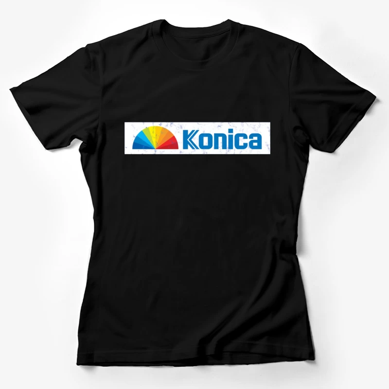 Konica Corporate Logo with Rainbow Semicircle Design Female T-Shirt