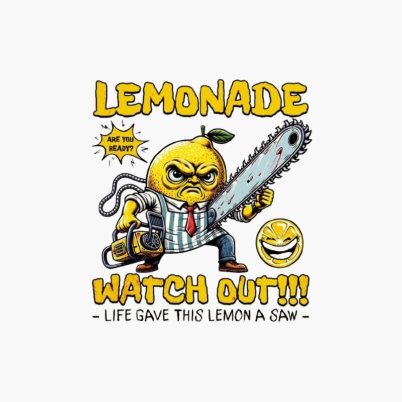 Angry Cartoon Lemon with Chainsaw: "Life Gave This Lemon a Saw" Cotton Tote Bag