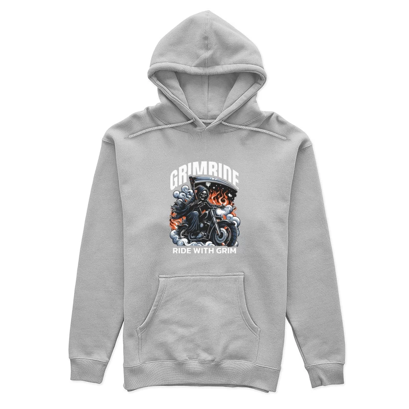 Grim Reaper's Fiery Motorcycle Ride Female Pullover Hoodie