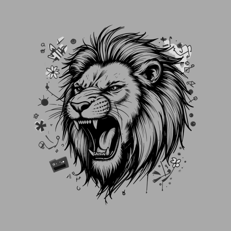 Roaring Lion Illustration Male Pullover Hoodie