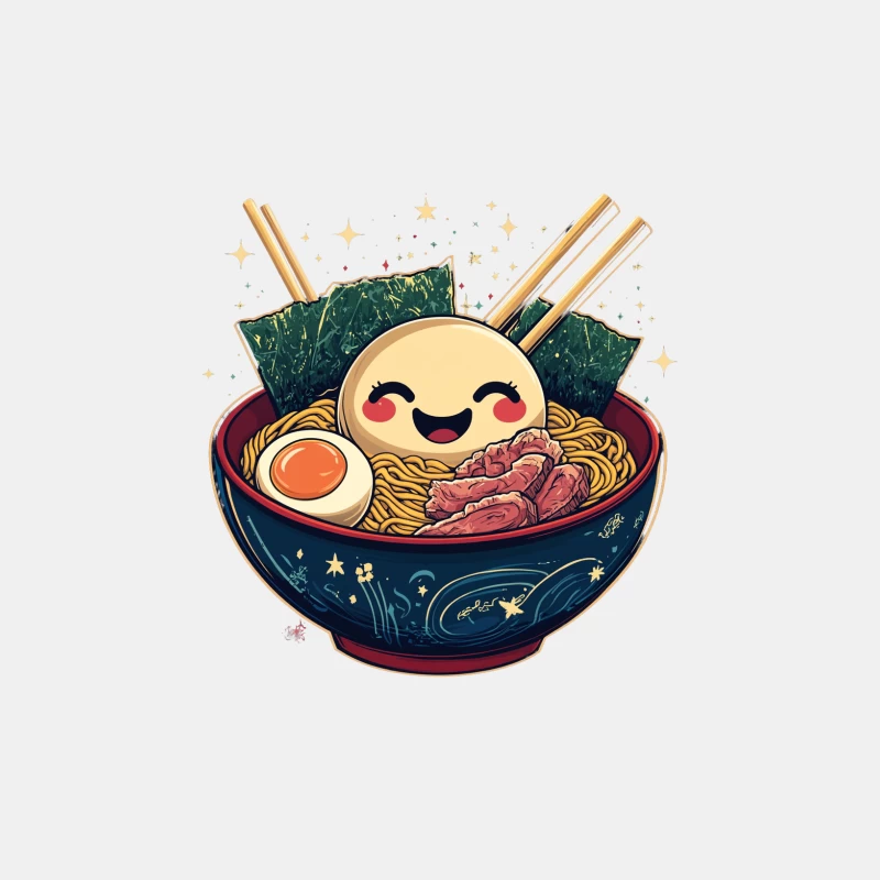 Cute Kawaii Ramen Bowl: Anime-Style Japanese Cuisine Illustration Male Tank Top