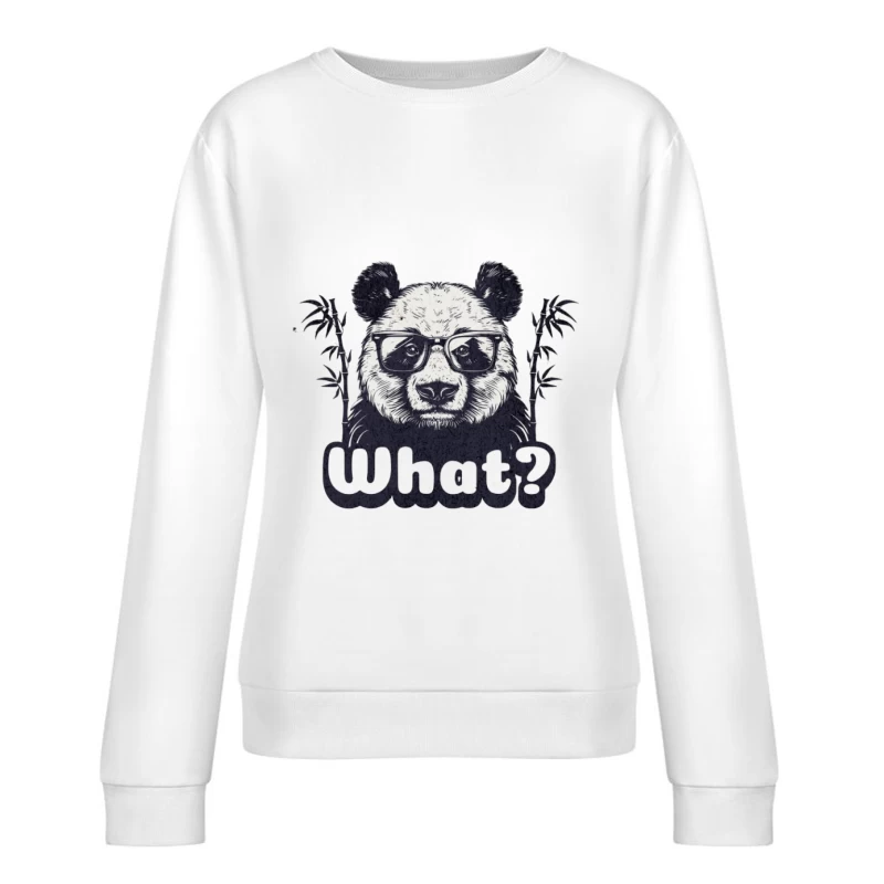 Panda avec Lunettes et 'What?' Femme Sweat-shirt à enfiler