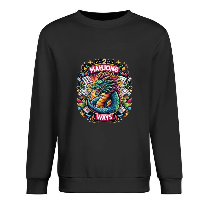 Majestic Dragon with Mahjong Tiles Male Pullover Sweatshirt