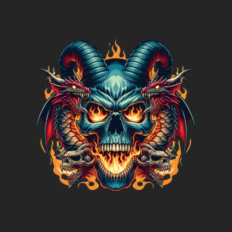 Dämonenschädel mit Drachen und Flammen Herren Pullover Sweatshirt