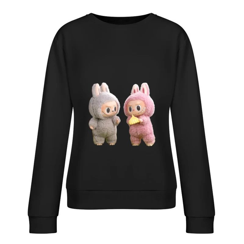 Niedliche Hasenfiguren mit Dessert Damen Pullover Sweatshirt