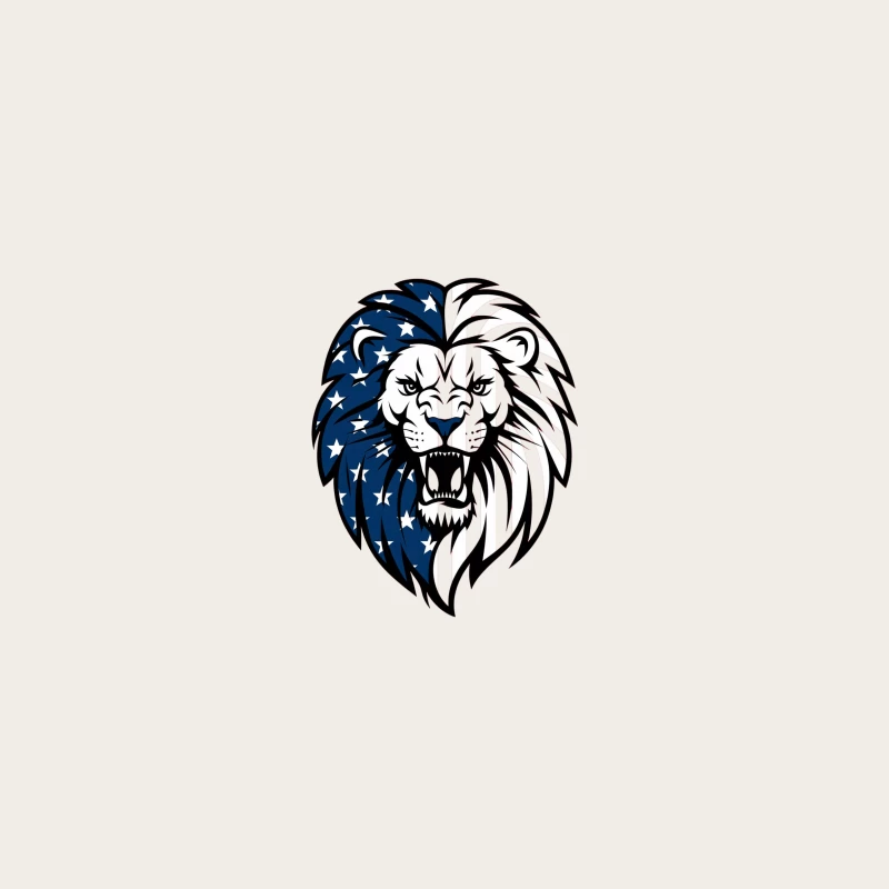 Patriotic American Lion Logo with Stars and Stripes Design Bucket Hat