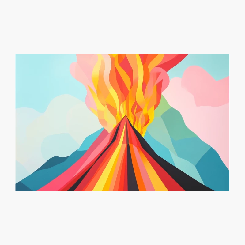 Vibrant Abstract Volcano Eruption: A Colorful Geometric Landscape Travel Mug